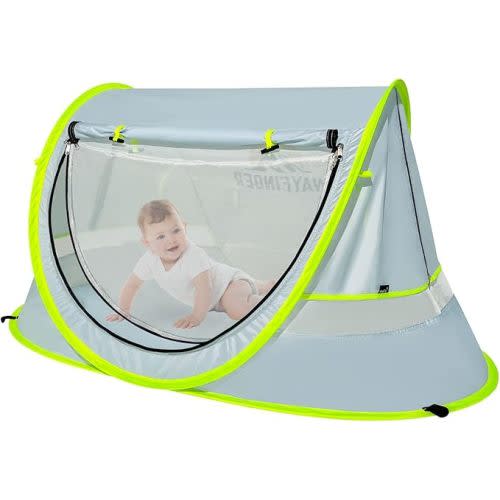 Large Pop Up Baby Beach Tent, Instant Sun Shade for Toddler, Portable Sun Shelter with Mosquito Net, UPF 50+ UV Protection for Infants