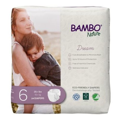 Bambo Nature Dream Disposable Diapers, Eco-Friendly, Size 6, 24 Count, 6 Packs, 144 Total