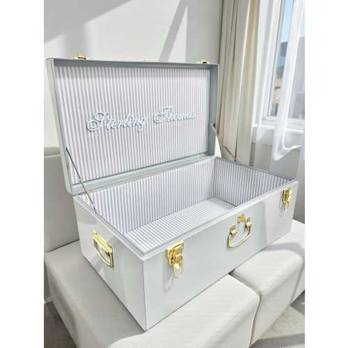 Heirloom Keepsake Trunk Boy First Christmas Grandson Toy Box Baby Shower Gift Newborn Memory Storage Bin Toddler Playroom Blue Decor Nursery