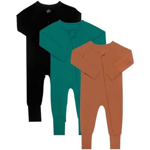 GUISBY Baby Girls Boys Footless Pajamas, Long Sleeve Snug Fits Sleepers 3-Piece Sets