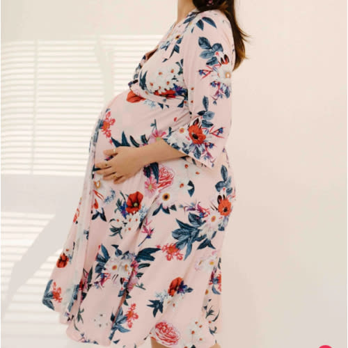 Lila Labor & Postpartum Gown in Blush Floral
