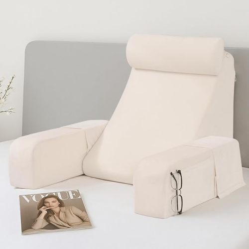 ENITYA Back Pillow for Bed Sitting up with Armrests and Firm Back Support