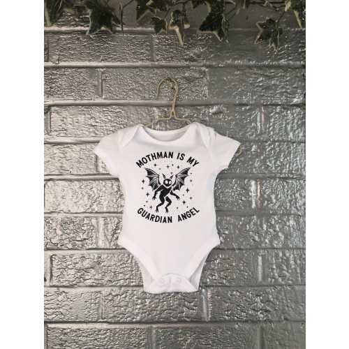 Mothman is my guardian angel baby onesi, Goth Baby Shower Gift, Local Cryptid, Moth man baby gift, Cryptid baby, Goth fashion, goth baby