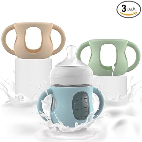 3PCS Philips Avent Glass Bottle Silicone Sleeves with Handles, Compatible with Philips Avent Glass Bottles 4 oz, Suitable for Avent Baby Bottles 4 oz, and Easy to Clean