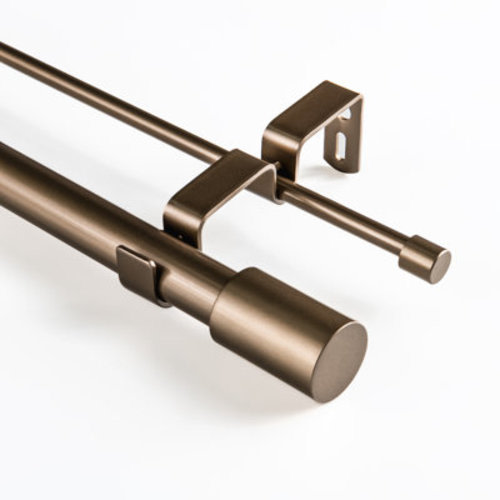 Latitude Run® Meriville 1-Inch Diameter Double Window Treatment Curtain Rod, Vico End Cap Finial, Royal Gold with Gold Finial | Wayfair