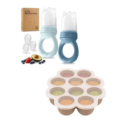 KeaBabies Baby Fruit Feeder and Silicone Baby Food Freezer Tray (2-Pack)