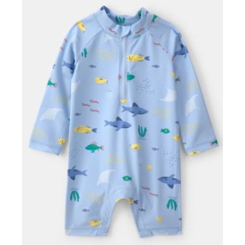 Baby Boys' One-Piece Fish Rashguard Swimsuit