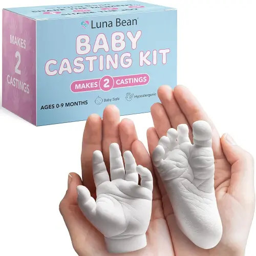 Luna Bean Baby Footprint & Hand Casting Kit – Premium Newborn Infant Keepsake - New Mom Gifts, Baby Shower Gifts for Girls and Boys