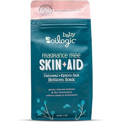 Oilogic Oatmeal Epsom Salt Bath Soak for Babies - Gentle Baby Bath Essentials Soothe & Cleanse Baby Bottoms - Fragrance-Free & Pediatrician-Tested Bathing Skin Care, 16 Oz