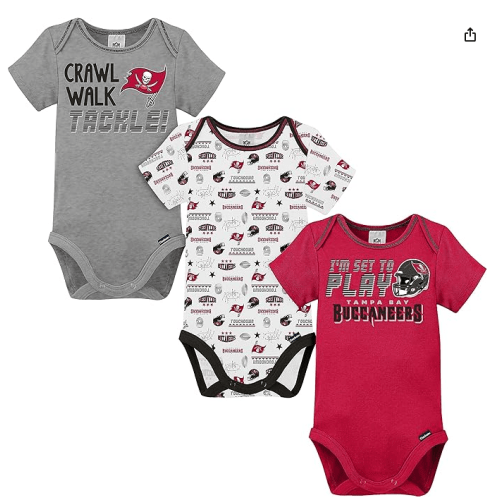 Gerber NFL unisex-baby Nfl Team 3 Pack Short Sleeve Onesie Bodysuit