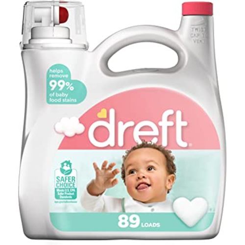 Dreft Stage 2: Active Baby Liquid Laundry Detergent, 89 Loads, 128 Fl Oz, Helps Remove 99% Of Baby Food Stains