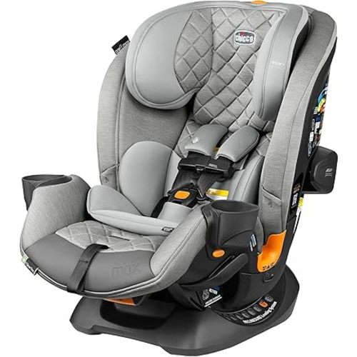 Chicco OneFit Max ClearTex All-in-One Car Seat with LeverLock Installation, Slim Design, Convertible Car Seat, Seat for Infants and Children 5-100 lbs | Ash/Grey
