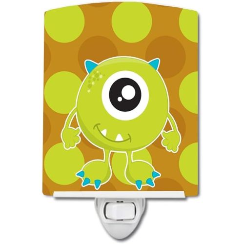 Caroline's Treasures BB8846CNL Monster Green Nola Ceramic Night Light Compact, UL-Certified, Ideal for Bedroom, Bathroom, Nursery, Hallway, Kitchen, 6x4x3, Multicolor