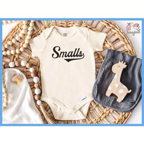 Smalls Baby Onesie®, Smalls Nickname Baby Bodysuit, Funny Baseball Themed Baby Shower Gift for Baby Boy, Newborn Romper, Infant One Piece