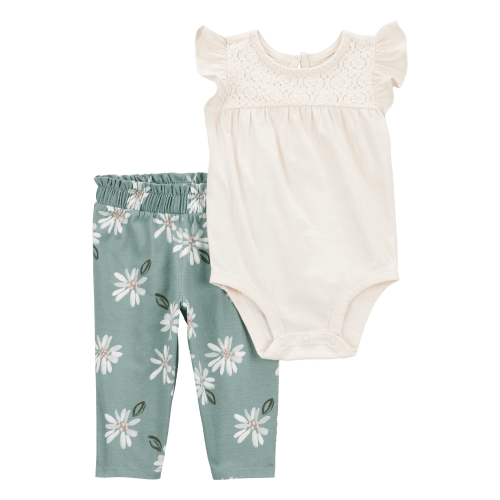 Baby Girl 2-Piece Floral Short-Sleeve Bodysuit Pant Set - Carter's | Carter's