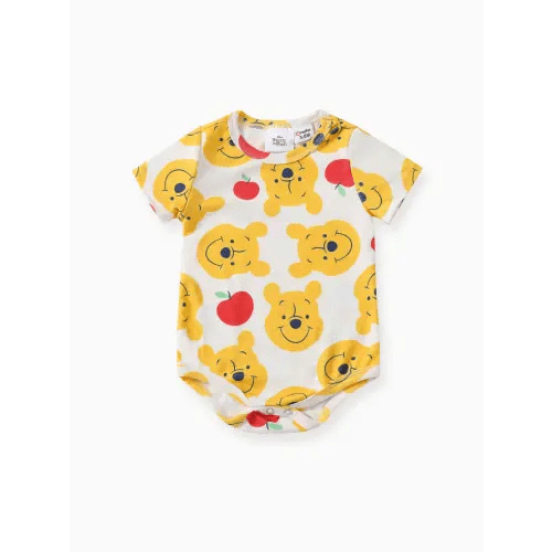 Winnie the Pooh Infant Romper - 1pc Naia™ Fun Character Fruit/Striped Print Short-sleeve