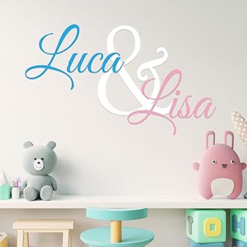 Personalized Multiple Font Wall Stickers for Baby Girl or Boy I Custom Name for Twins Wall Decor I Wall Decal for Couples Room Decorations I Multiple Sizes and Colors Options