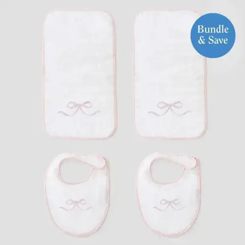 Burp Cloths (pair) Color: Pink Bow