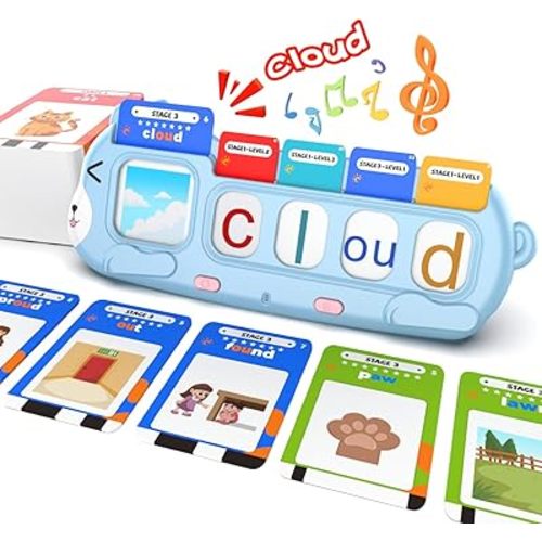 QuTZ Phonics Learning Toy for Preschool Kids – Talking Flash Cards with Sound Machine, Word Blending & Math Games – Educational Reading & Counting Activity Set 4-8
