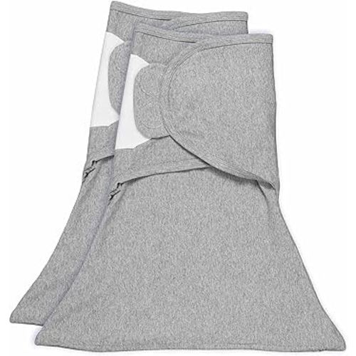SleepingBaby Zippy Swaddle - Cozy Baby Swaddle Blanket with Convenient Bottom Zipper for Easy Diaper Changes - Heather Grey - Medium/Large - 2 Pack