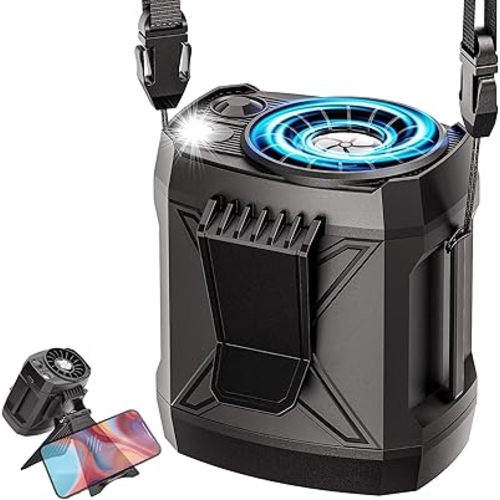 Portable Fan Rechargeable,4 Speeds Strong Airflow Small Fan Clip on Waist Under Shirt,Battery Powered,for Travel Camping Outdoor Jobsite,Camping Essentials-Black with Bracket
