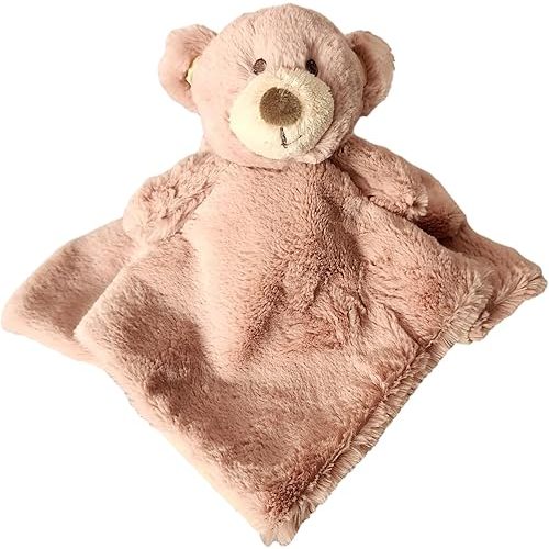 SONA G DESIGNS Custom Personalized Teddy Bear Lovie Lovey Security Blanket with Rattle (Brown Bear with NO Embroidery)