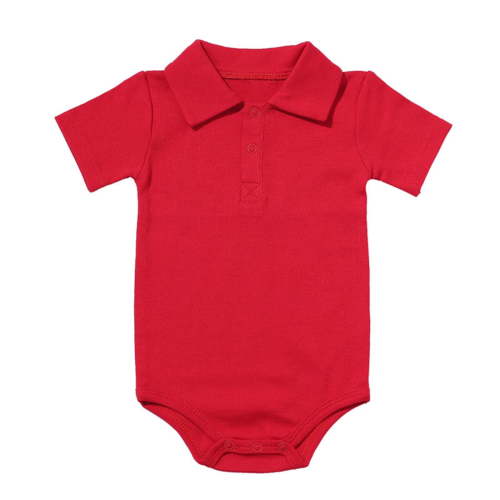 Kovlvoll Infant Baby Clothes Jumpsuit for Girl Boy Button Lapel Collared Short Sleeve Newborn Solid Color Rompers