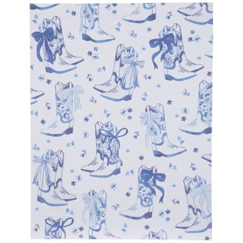Blue Cowboy Boots Scrapbook Paper - 8.5" x 11"