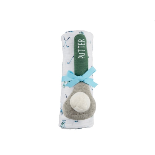 Boy Golf Swaddle And Rattle Set