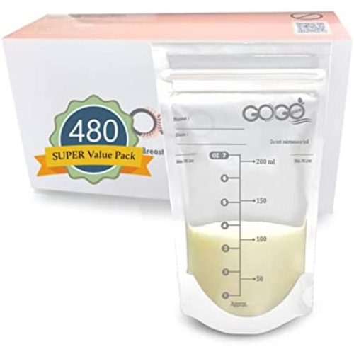 480 Count (8 Pack of 60 Bags) Super Value Pack Breastmilk Storage Bags - 7 OZ, Pre-Sterilized, BPA Free, Leak Proof Double Zipper Seal, Self Standing (60 Count (Pack of 8))