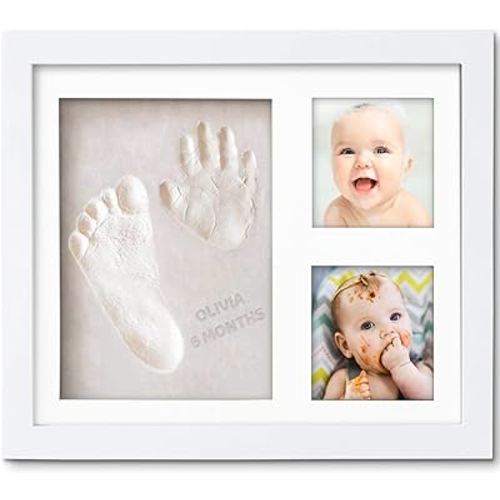 Little Hippo Baby Footprint Kit & Keepsake | Baby Handprint Kit | Baby Hand and Footprint Kit, Baby Shower Gifts for New Mom, New Dad Gifts, Newborn Gifts (White)