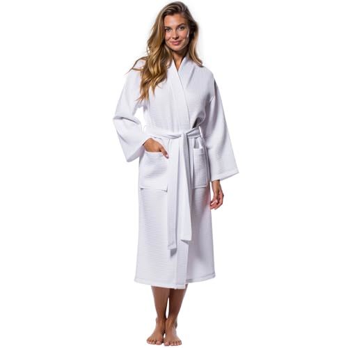 Turquaz Lightweight Full-Length Robes For Women Waffle Kimono Bathrobe - Soft, Fast-Drying, Long-Lasting Cotton Blend Unisex