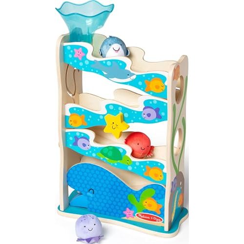 Melissa & Doug Rollables Wooden Ocean Slide Infant and Toddler Toy (5 Pieces) Ocean Themed Toys For Toddlers, Early Learning Toys For Infants And Toddlers Ages 1+ - FSC Certified