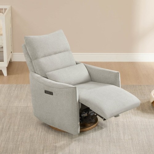 Power Swivel Recliner Chair Dual-Motor Nursery Glider with Lumber Pillow