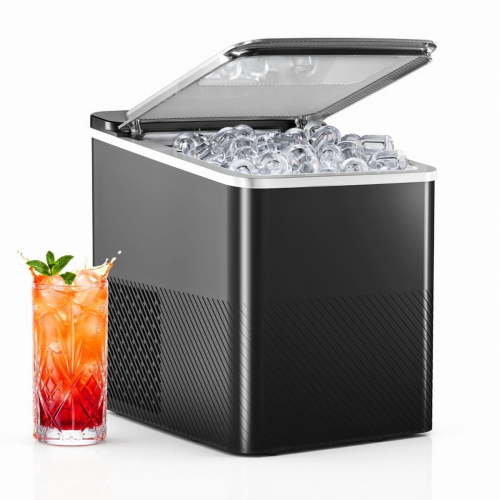 EUHOMY Countertop Ice Maker, Portable 2-Size Bullet Ice Machine with Self-Cleaning, 26.5 Lbs/24H, Black