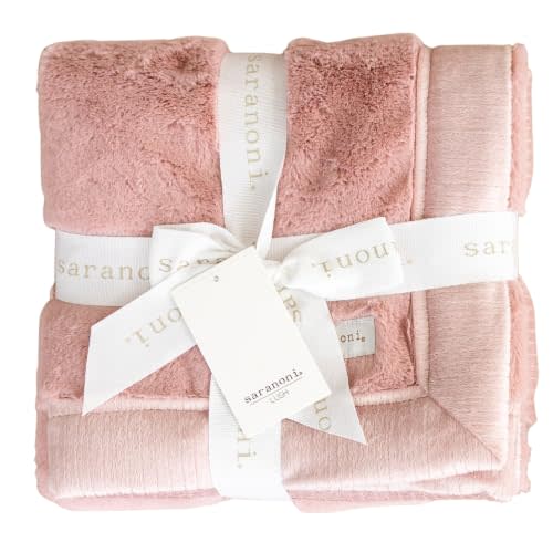 Saranoni Lush Receiving Blanket Soft Baby Blanket Ballet Slipper Pink 40x30 | Ultra-soft receiving blanket with plush comfort and a cozy feel for newborns, infants, and everyday baby use.