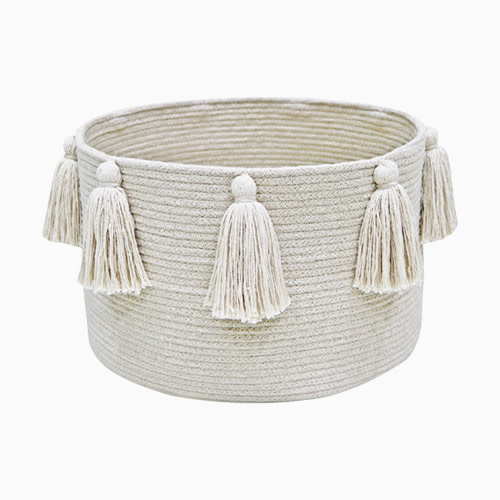 Lorena Canals Cotton Tassel Basket - Natural