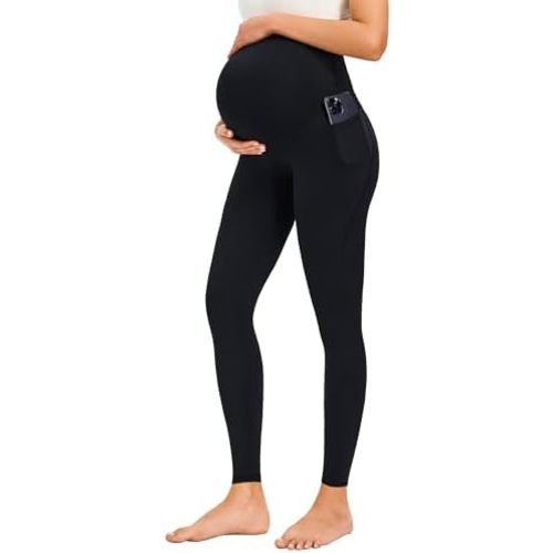JOYSPELS Smooth Feeling Maternity Leggings Over The Belly with Pockets Workout Pregnancy Pants