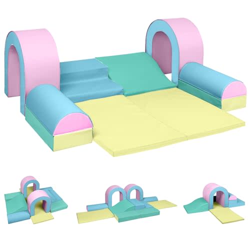 TODEFULL 10 Piece Foam Climbing Blocks, Soft Climbing Toys for Toddlers, Lightweight Baby Climbing Gym, Indoor Baby Activity Play Set for Crawling Climbing and Sliding