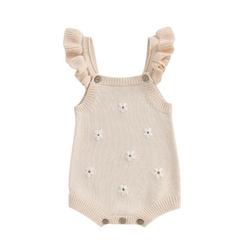 Ella Floral Knit Romper - Natural
