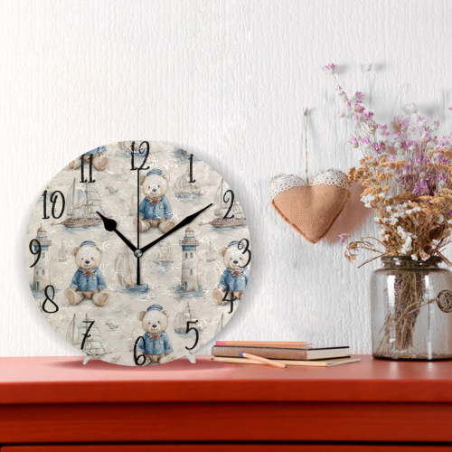 10" Quartz Indoor Wall Clock Silent Mechanism / Sailor Outfit Baby Bear