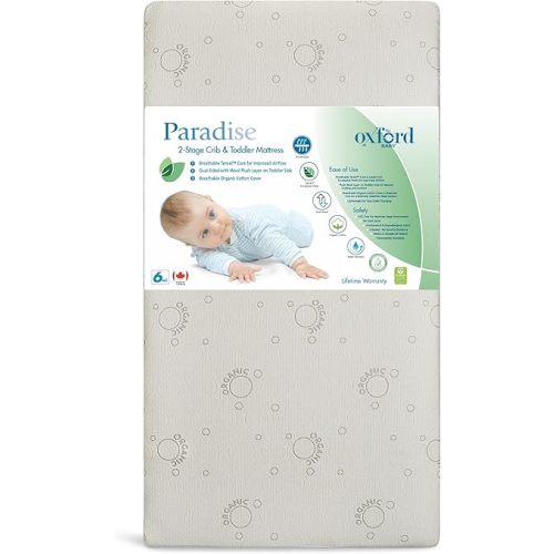 Oxford Baby Paradise Dual Stage Baby Crib Mattress, Water Resistant, Green Guard Gold Certified