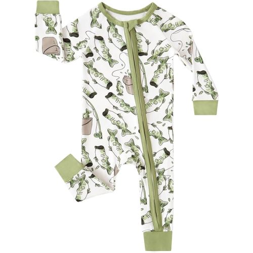 MOSSRIVER Bamboo Viscose Baby Long Sleeve Romper, Cute Pumpkin Prints Zipper Footless Jumpsuit, Toddler One-Piece Outfits