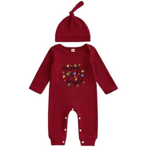 Ayalinggo Christmas Baby Boy Outfit My First Christmas Lamp Waffle Knit Romper Onesie Newborn Fall Winter Clothes