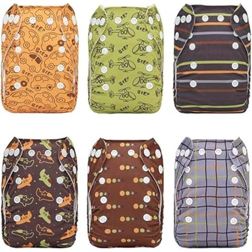 ALVABABY Baby Pocket Newborn for Less Than 12pounds Baby Snaps Cloth Diapers Nappy 6pcs with 12 Inserts 6SVB131