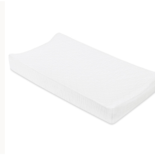 White Quilted Changing Pad Cover in GOTS Certified Organic Muslin Cotton