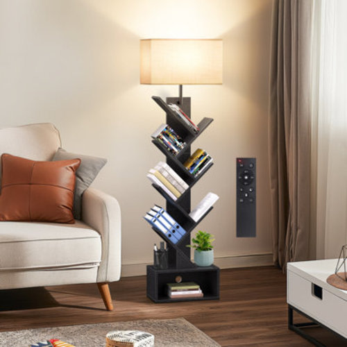 Ebern Designs Sindel 58" Bookcase With Remote Control And Tree Floor Lamp & Reviews | Wayfair