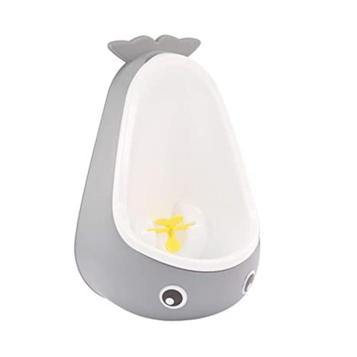 Whale Potty Training Urinal for Boys with Funny Aiming Target , Toddler Boy Toilet Pee Trainer - Gray