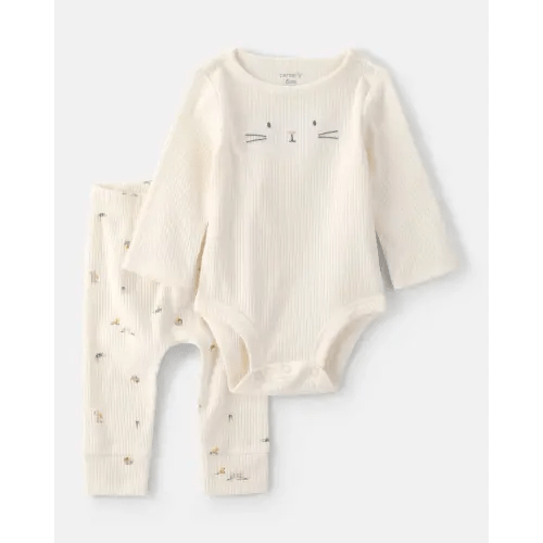 Baby 2-Piece Easter Bunny Rib Tee & Pant Set - Cream | Carter's