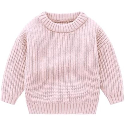 Toddler Baby Girl Boy Knit Sweater Solid Color Long Sleeve Warm Pullover Tops Fall Winter Clothes